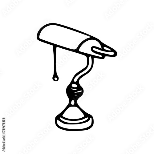 study or work space lighting equipment line art