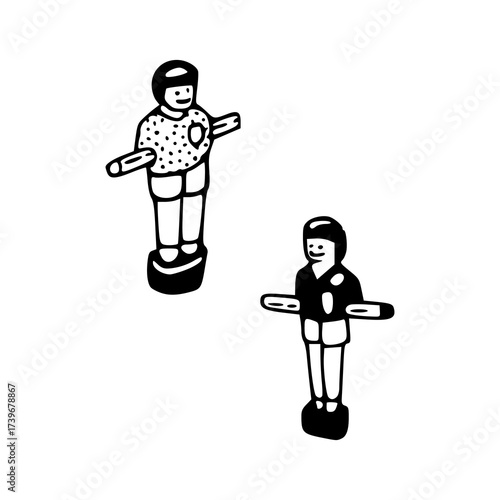pair of stylized foosball table soccer players