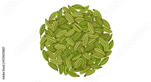 A pile of green cardamom pods with dark brown ridges
