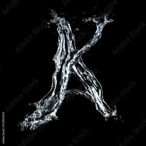 Letter K Realistic Water Letters Overlays Collection for Commercial Use with Transparent Background and Customizable Text in Various Fonts and Styles