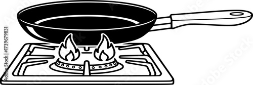 
Cooking icon vector. Pan on the gas stove icon illustration