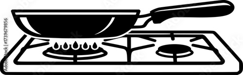 
Cooking icon vector. Pan on the gas stove icon illustration