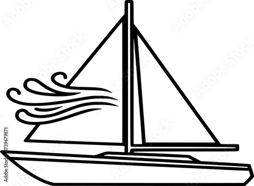 Sailboat icon vector. outline illustration of a sailing boat or ship