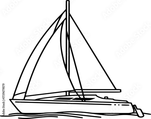 Sailboat icon vector. outline illustration of a sailing boat or ship