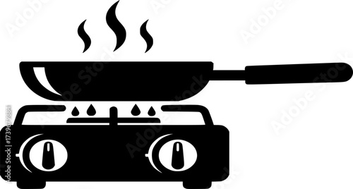 
Cooking icon vector. Pan on the gas stove icon illustration