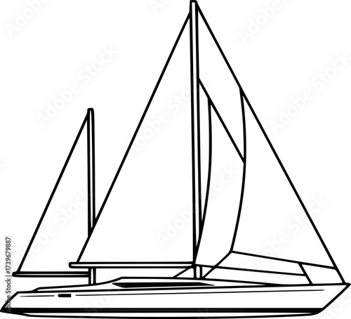 Sailboat icon vector. outline illustration of a sailing boat or ship