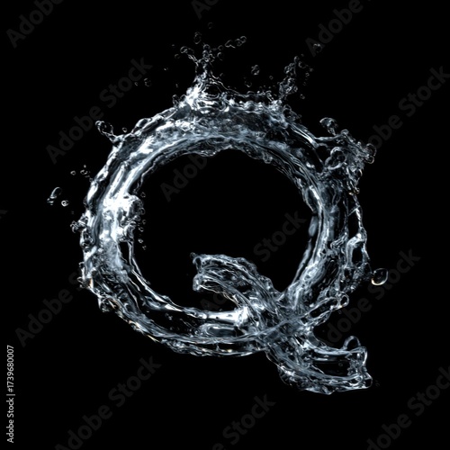 Letter Q Realistic Water Letters Overlays Collection for Commercial Use with Transparent Background and Customizable Text in Various Fonts and Styles