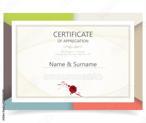 Minimalist certificate of appreciation border template. Award diploma. Certificate or diploma retro design template stock illustration