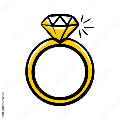 Classic Engagement Ring With Diamond Jewel Icon For Web And Graphic Design
