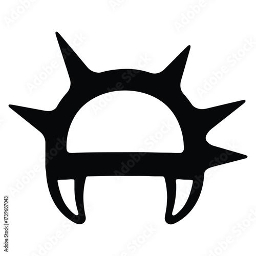 Abstract black graphic element with spikes and smooth curves design