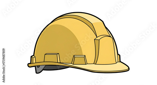 Yellow Hard Hat Isolated on White Protective Headgear