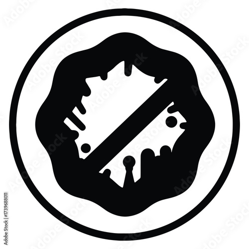 Black and white no sugar added symbol in a circle