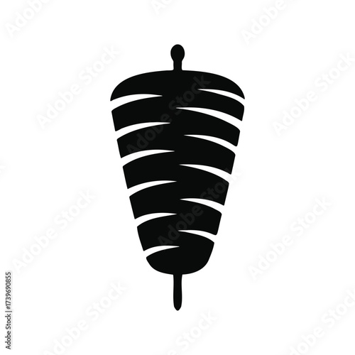 Kebab meat on a skewer, vector silhouette.