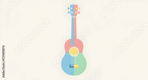 Colorful Ukulele Illustration Musical Instrument Art