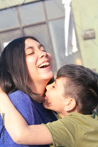Happy loving little latin siblings.