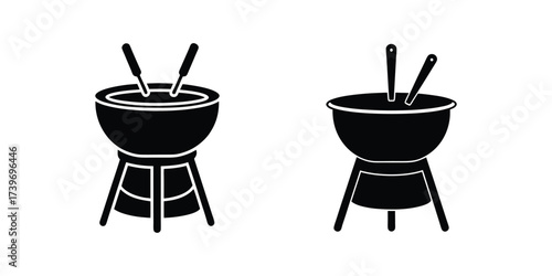 fondue pot silhouette vector illustration