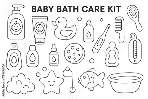 Baby bath care kit: essential items for infant hygiene and fun bath time