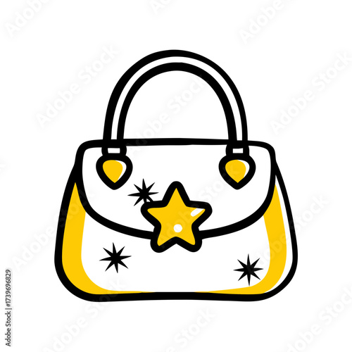 Glamorous Fashion Handbag With Star Decoration Icon For Web And Graphic Design