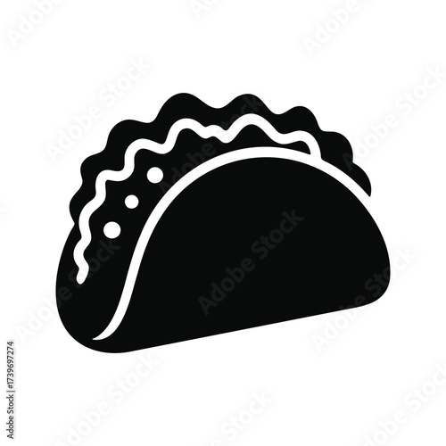 Simple taco vector silhouette for food illustration.