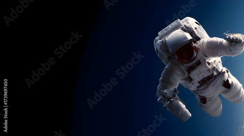Astronaut Floating in Space on Dark Background