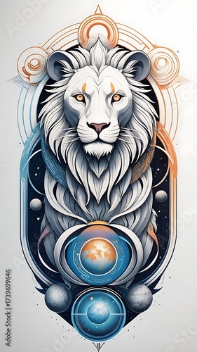 Celestial Leo Zodiac Sign illustration