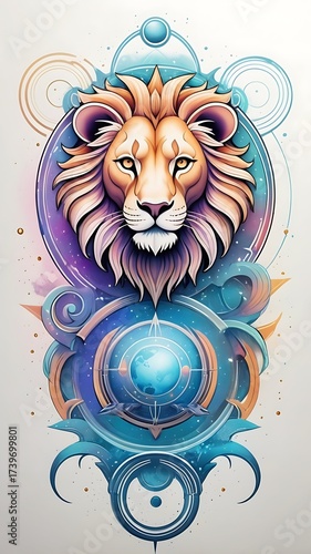 Celestial Leo Zodiac Sign illustration