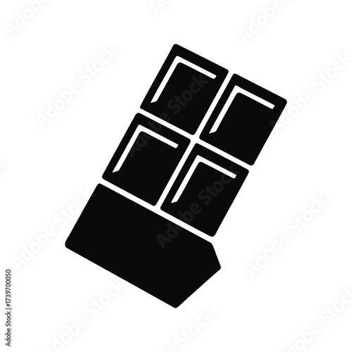 Chocolate bar silhouette, vector icon, sweet treat