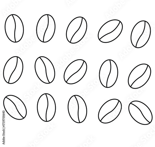 Cute cartoon hand drawn vector coffee beans outline.