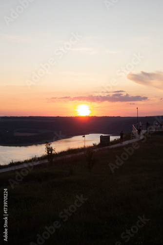 sunset on river Bakota Ukraine
