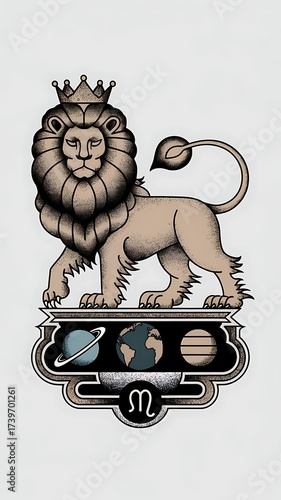 Celestial Leo Zodiac Sign illustration