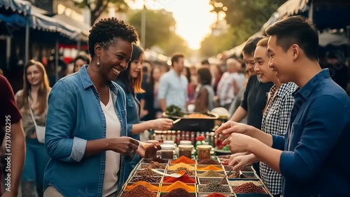 Street Market Food and Spice Shopping Experience.