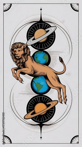 Celestial Leo Zodiac Sign illustration