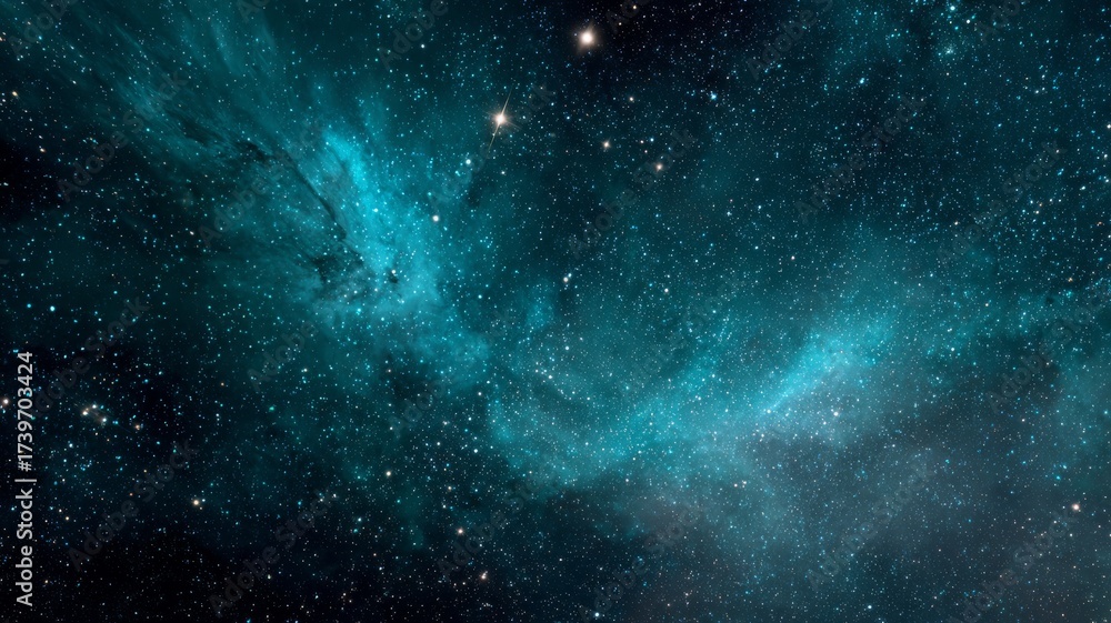 Fototapeta premium Stunning star-filled night sky with the milky way galaxy stretching across the vast outer space universe over a serene landscape