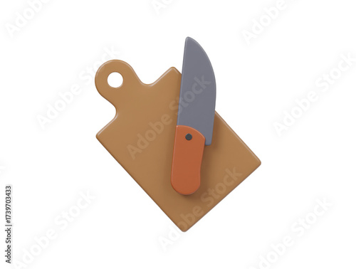 Knife with chopping board icon 3d render