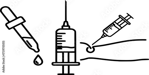 Syringe injection dropper icon. syringe icon, injection icon, Dropper icon, medical, needle outline vector