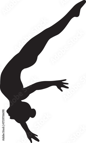 Vector Silhouette of Gymnast Performing Aerial Flip with Arched Back