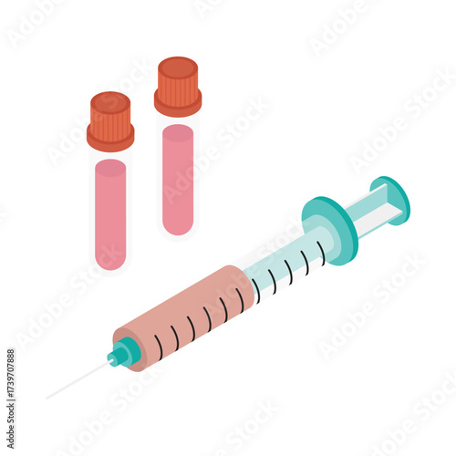 Blood Test  Isometric Vector Illustration 