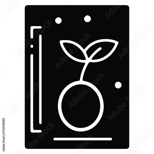 Seedling icon symbolizing growth development and nurturing on a black background