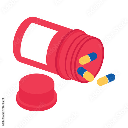Medicine Jar   Isometric Vector Illustration 