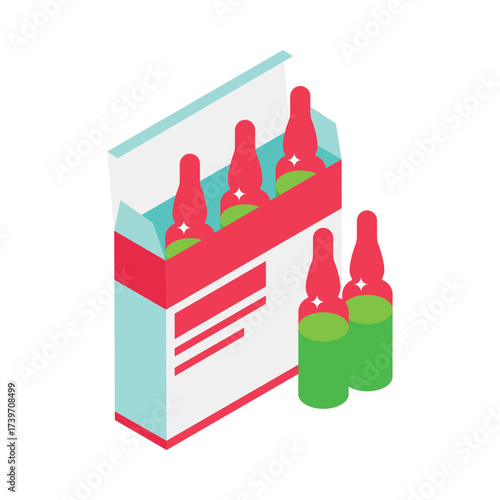 Pharmaceutical Vials   Isometric Vector Illustration 