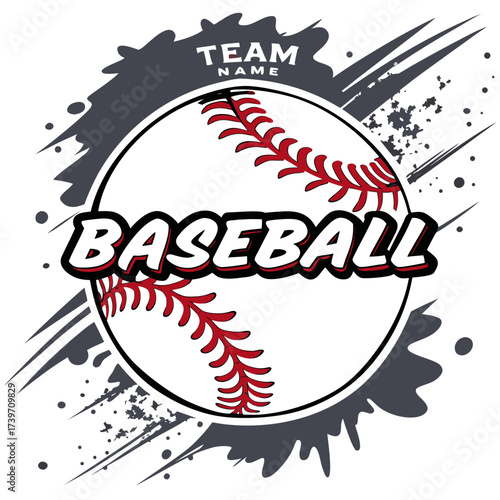 Vector art of baseball graphic with text and abstract background elements