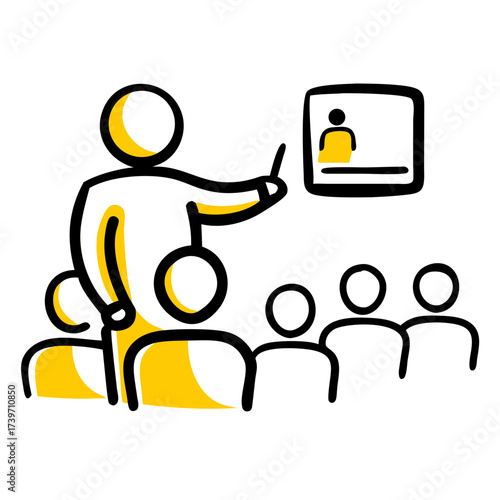 Motivational Speaker Giving Training Lecture To Audience Icon For Web And Graphic Design