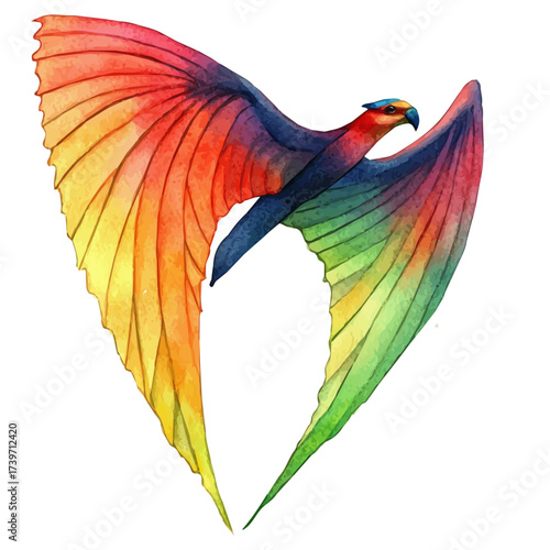 Glider, watercolor vector, isolated on a white background.