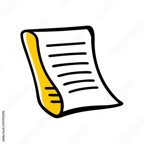 Paper Document With Text Lines And Folded Corner Icon For Web And Graphic Design
