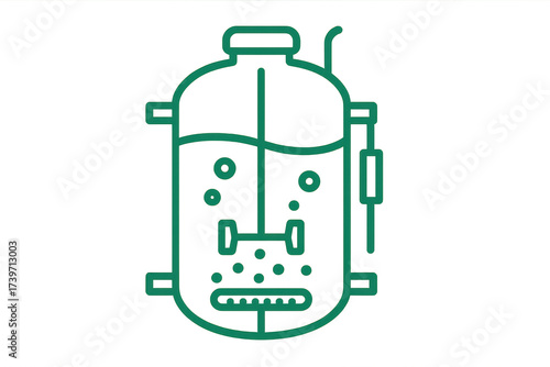 Chemical reactor icon isolated on transparent background, in green color. Vector.