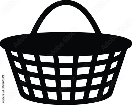  A classic shopping basket with a sturdy handle silhouette vector