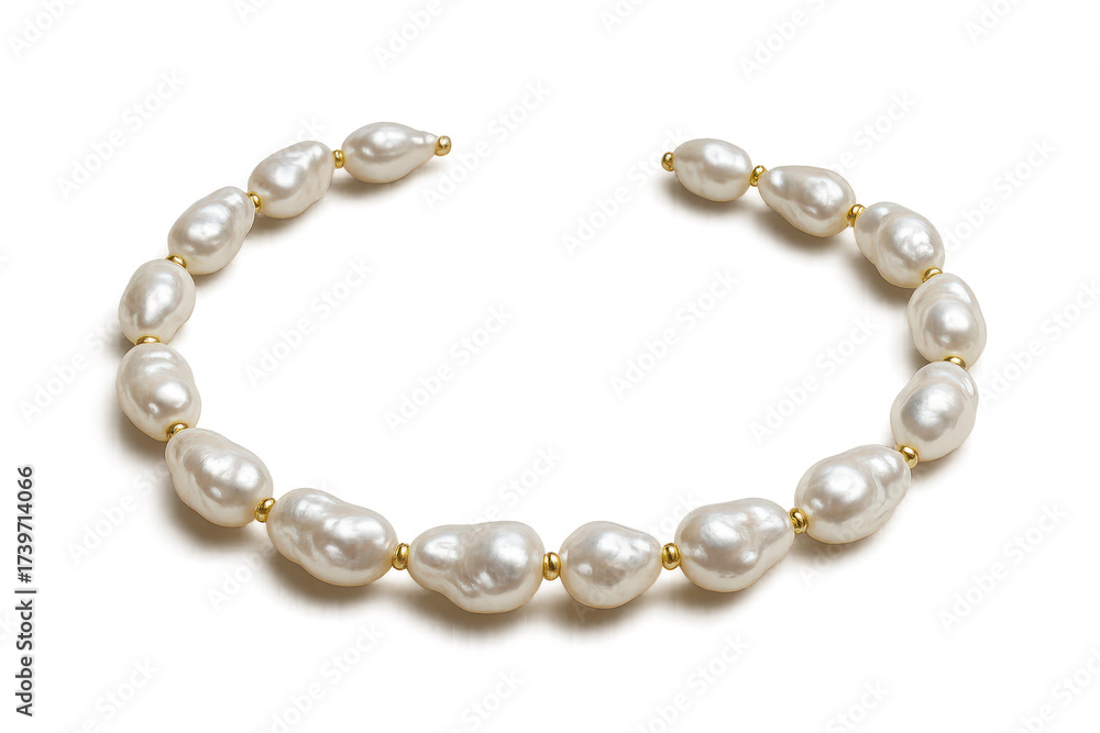Fototapeta premium Elegant baroque pearl necklace, isolated on transparent background, jewelry