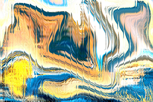Glass grainy blurred neon gradient background abstract colorful fluid distortion with yellow and blue hues