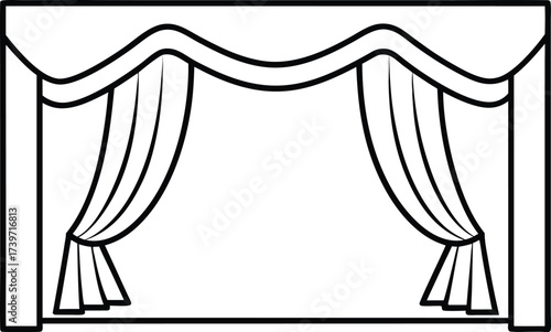  stage curtains opening to reveal an empty space or backdrop for performance