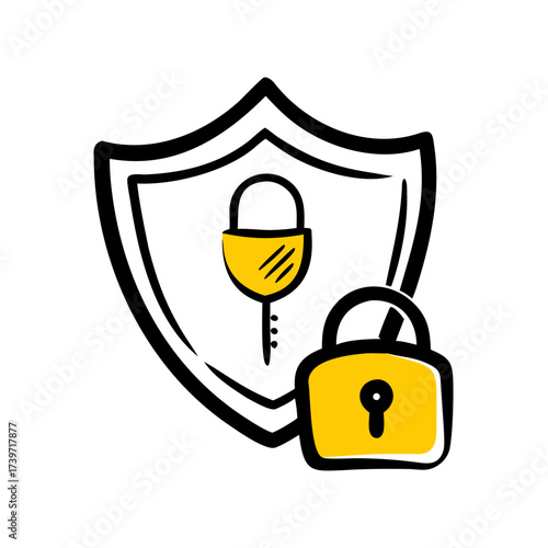 VPN Lock Protection with Shield and Padlock Icon For Web And Graphic Design